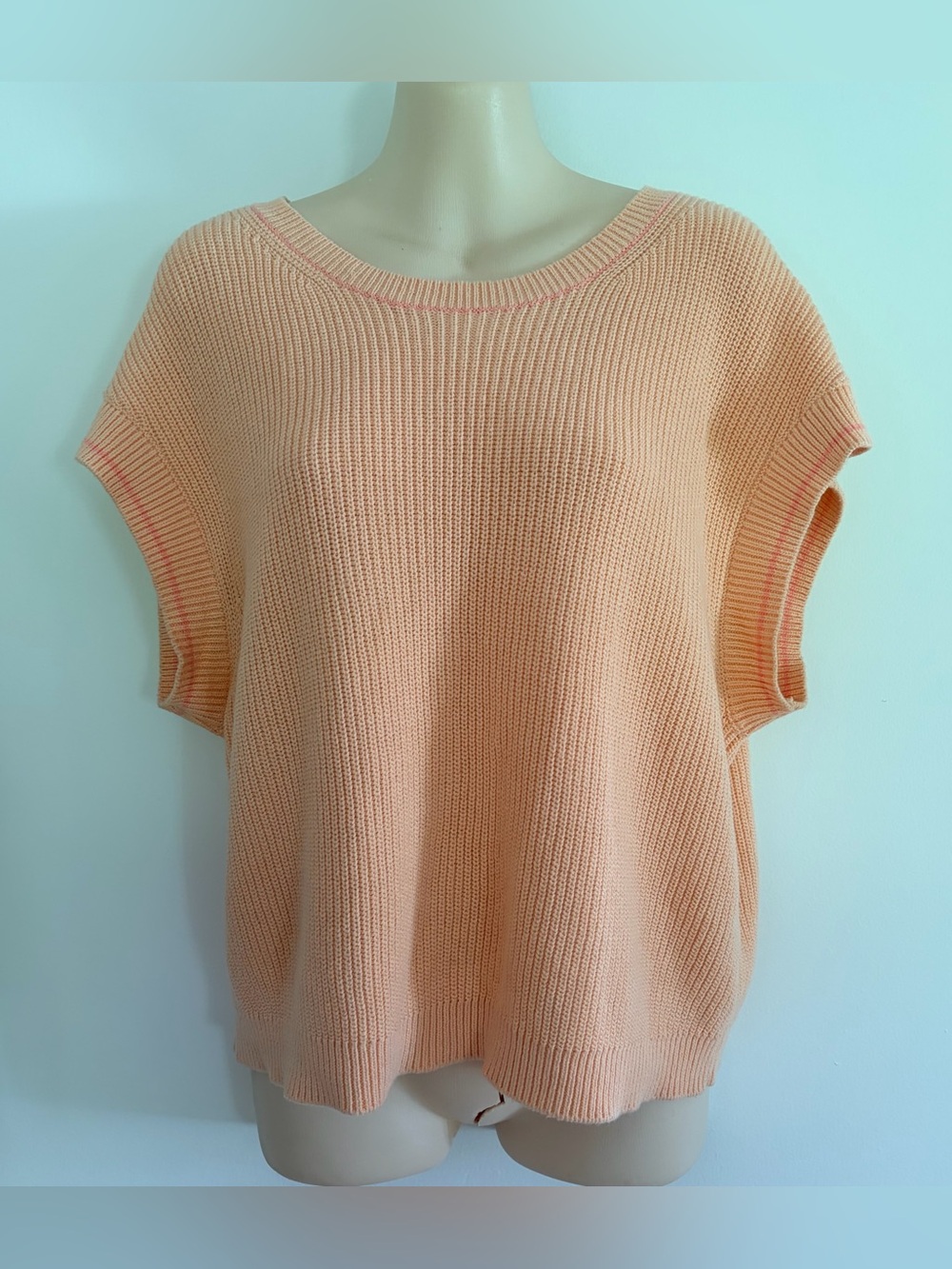 CARVE DESIGNS Peach & Pink Knit Short-Sleeve Sweater Sz Med